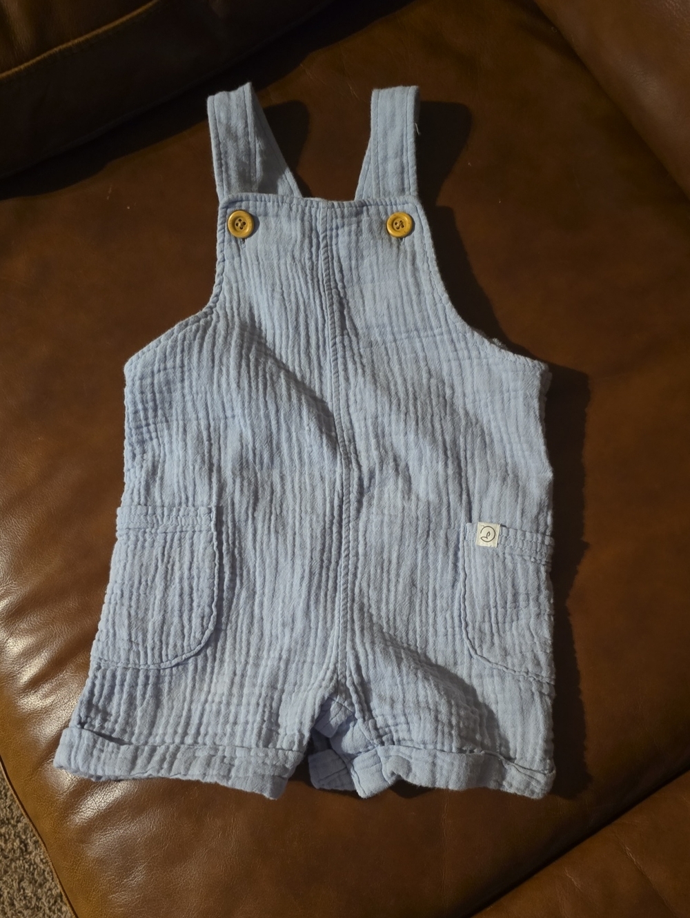 Light Blue Cotton Gauze Kids Overall Romper